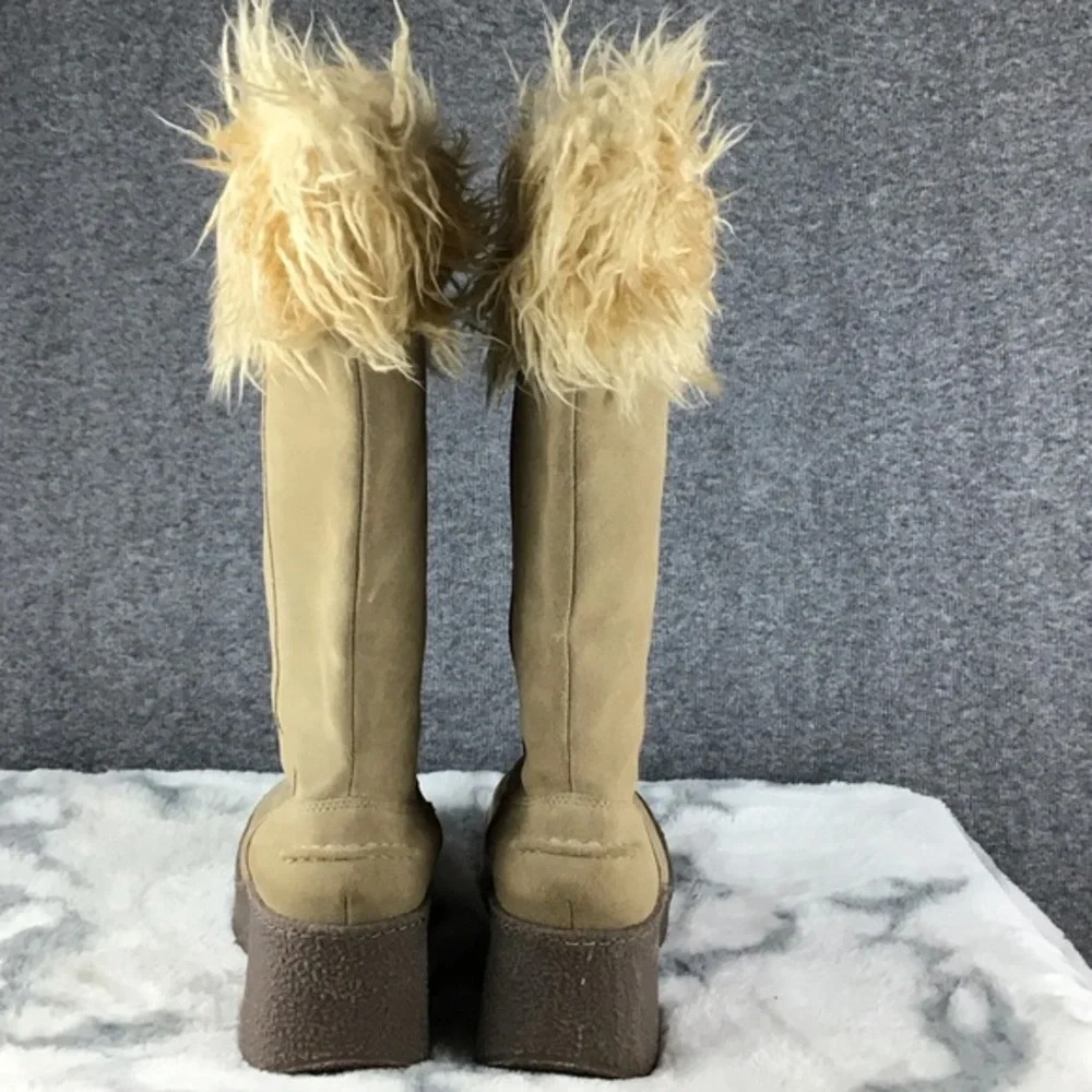 Y2K 90s Vintage Bongo Penny Lane Fur-Trimmed Women's Boots Size 10